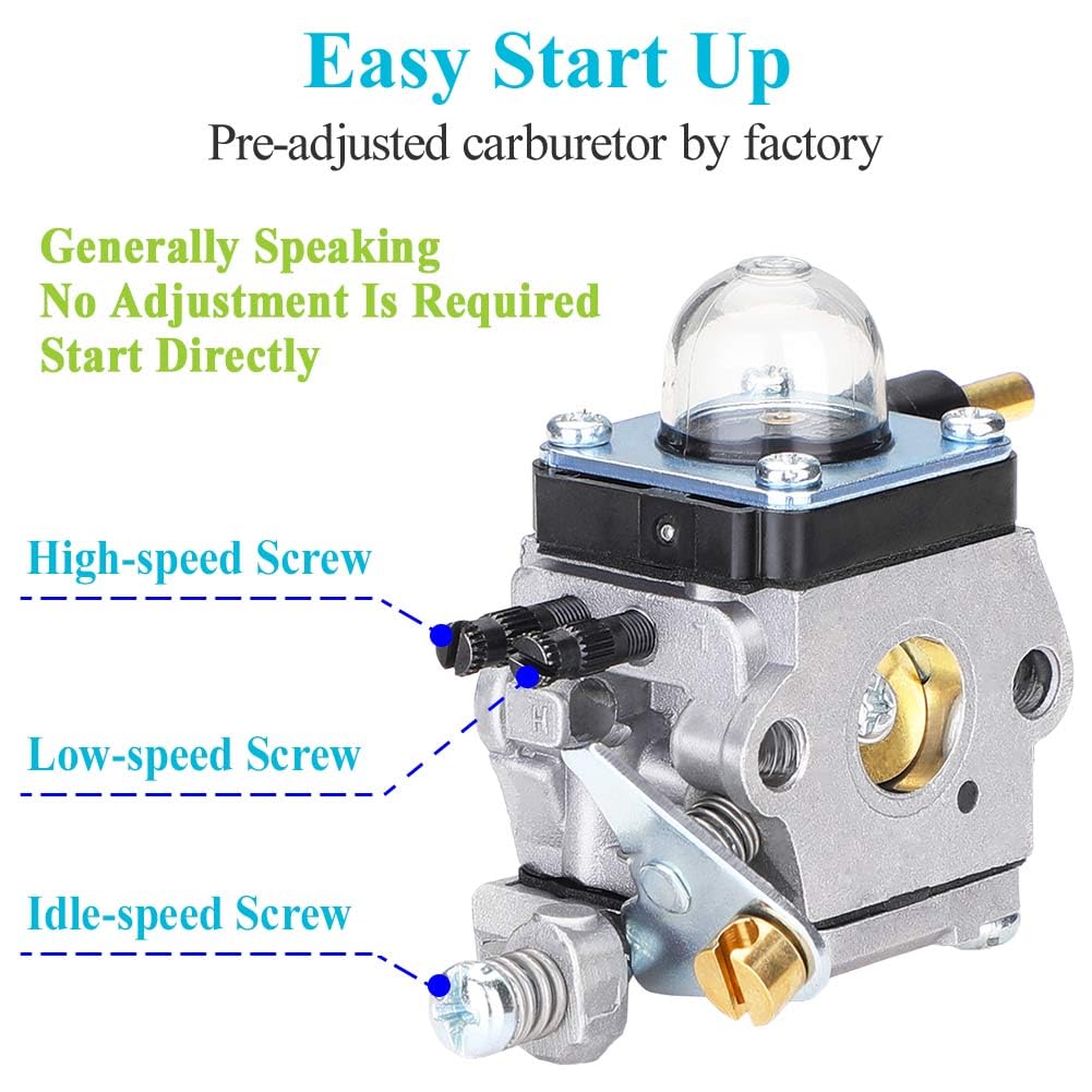 HOODELL C1U-K82 C1U-K54A Carburetor, for Mantis Tiller 7222 7222M 7225 7920, Echo TC-210 HC-1500, Premium Cultivator Carb, Plus Rebuild Kit Primer Bulb Fuel Line and More
