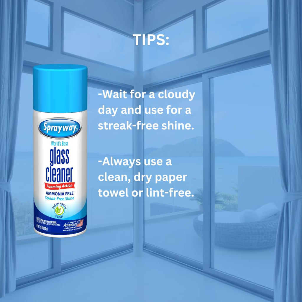 Sprayway Ammonia-Free Glass Cleaner, Foaming Action - Streakless Shine, 15 Ounce (Pack of 1)