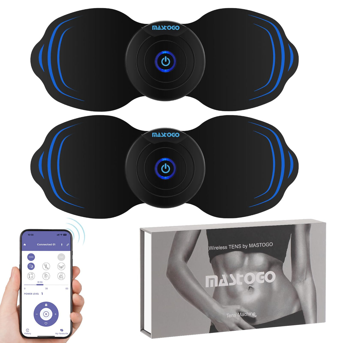 MASTOGO 12 Modes Wireless TENS Unit Muscle Stimulator for Pain Relief