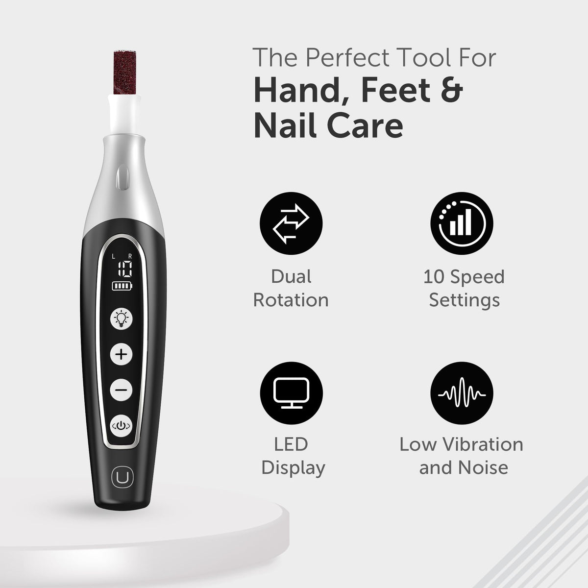 UTILYZE PediLux Pro Professional Manicure Pedicure Kit, Thick Toenail Grinder, Cordless Electric Nail File Drill, Toe Nail for Dremel Tool, Filer, Sander, Remove Callus for Humans, Men, Women, Seniors