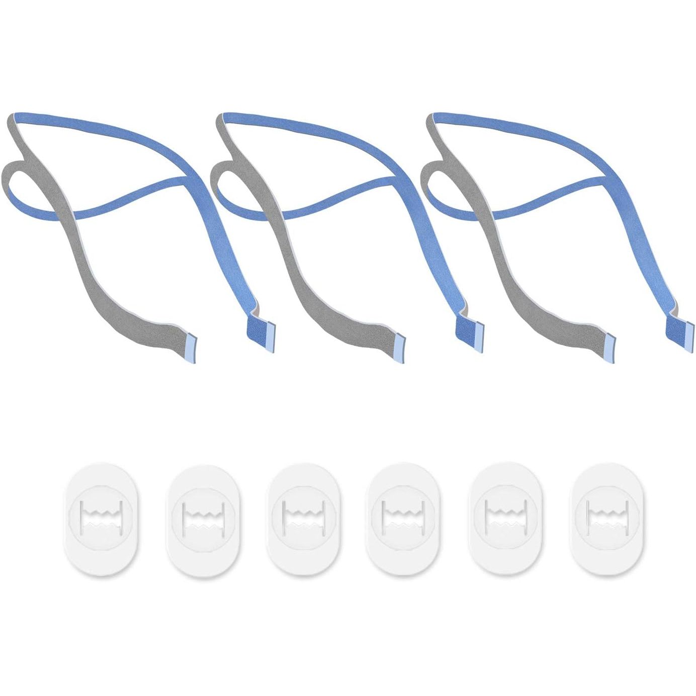 Buy now 3 Pack Headgear Compatible with P10 Nasal Pillow Mask Straps Included 3 Super Elastic Straps and 6 Adjustment Clips(Grey) Blue at indiglob india