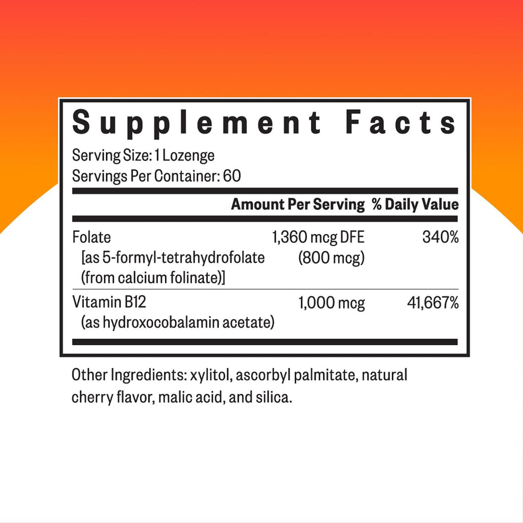 Seeking Health Hydroxo B12 with Folinic Acid - Supplement with Non-Methylated Form of Folate - Vitamin B12 Complex for Heart Health Support - 60 Lozenges