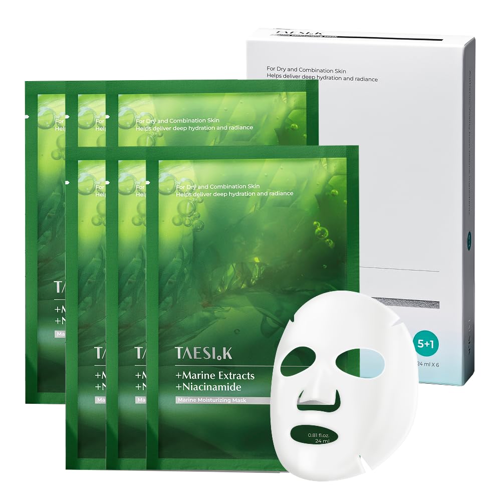 Sheet Mask with Niacinamide, Adenosine & Hyaluronic Acid, Glass Skin, 6ct