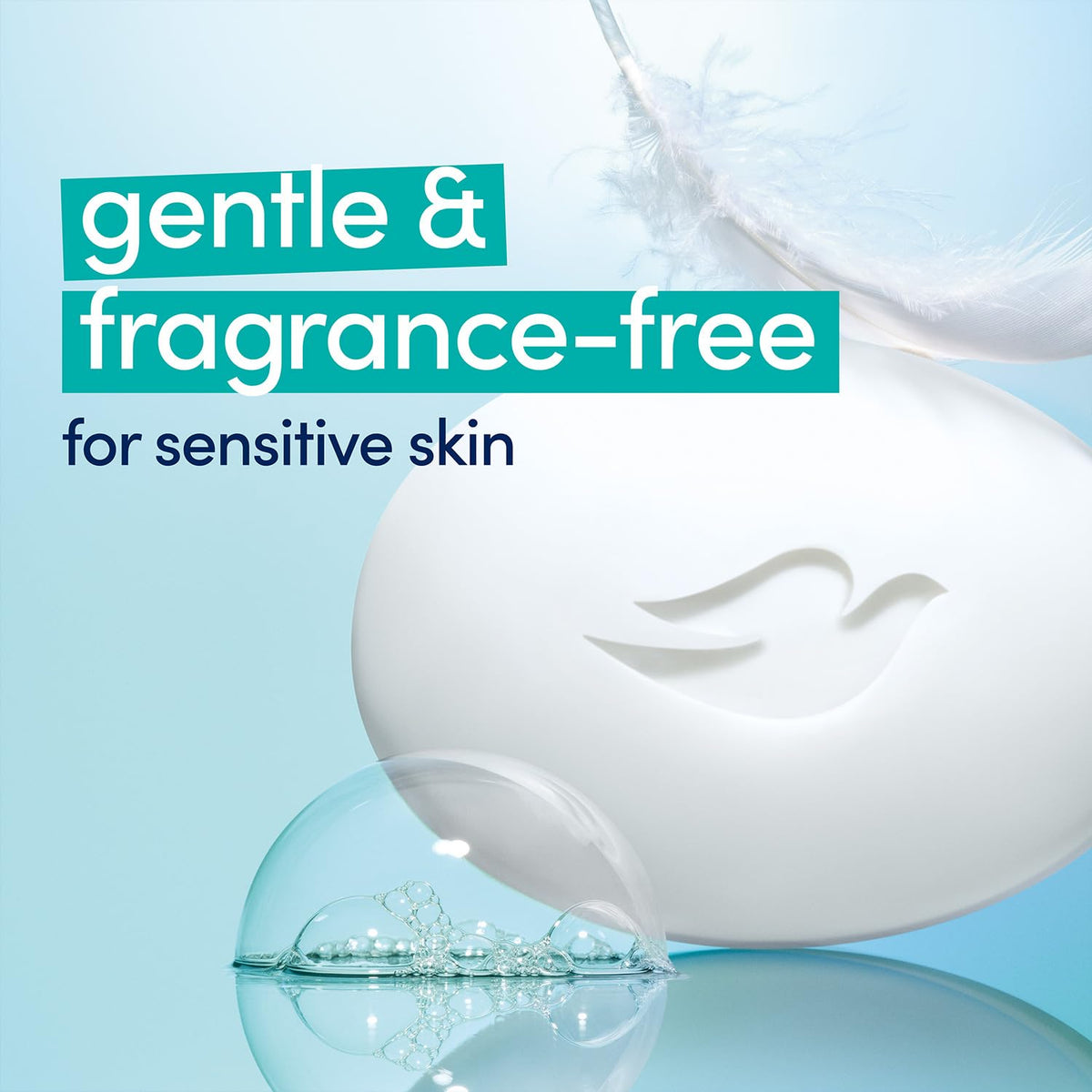 Dove Beauty Bar Soap Original in pack of 3, gentle and fragrance-free for sensitive skin. Soft, creamy texture.