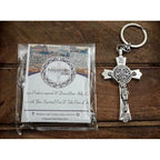 Buy now Nazareth Store Saint Benedict Cross Keychain Catholic Crucifix Medal Keyring Jerusalem Charm 3" at indiglob india