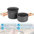 Odoland Camping Cookware Mess Kit, Lightweight Pot Stove Spork Set