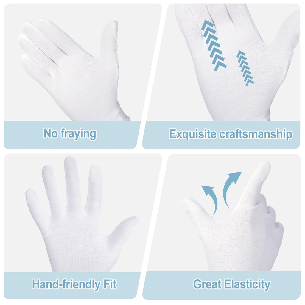 30 Pcs White Cotton Gloves, Unisex, Soft, Stretchable