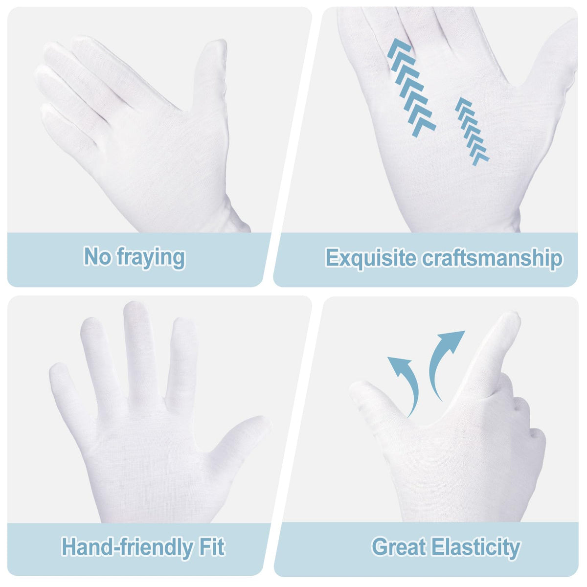30 Pcs White Cotton Gloves, Unisex, Soft, Stretchable