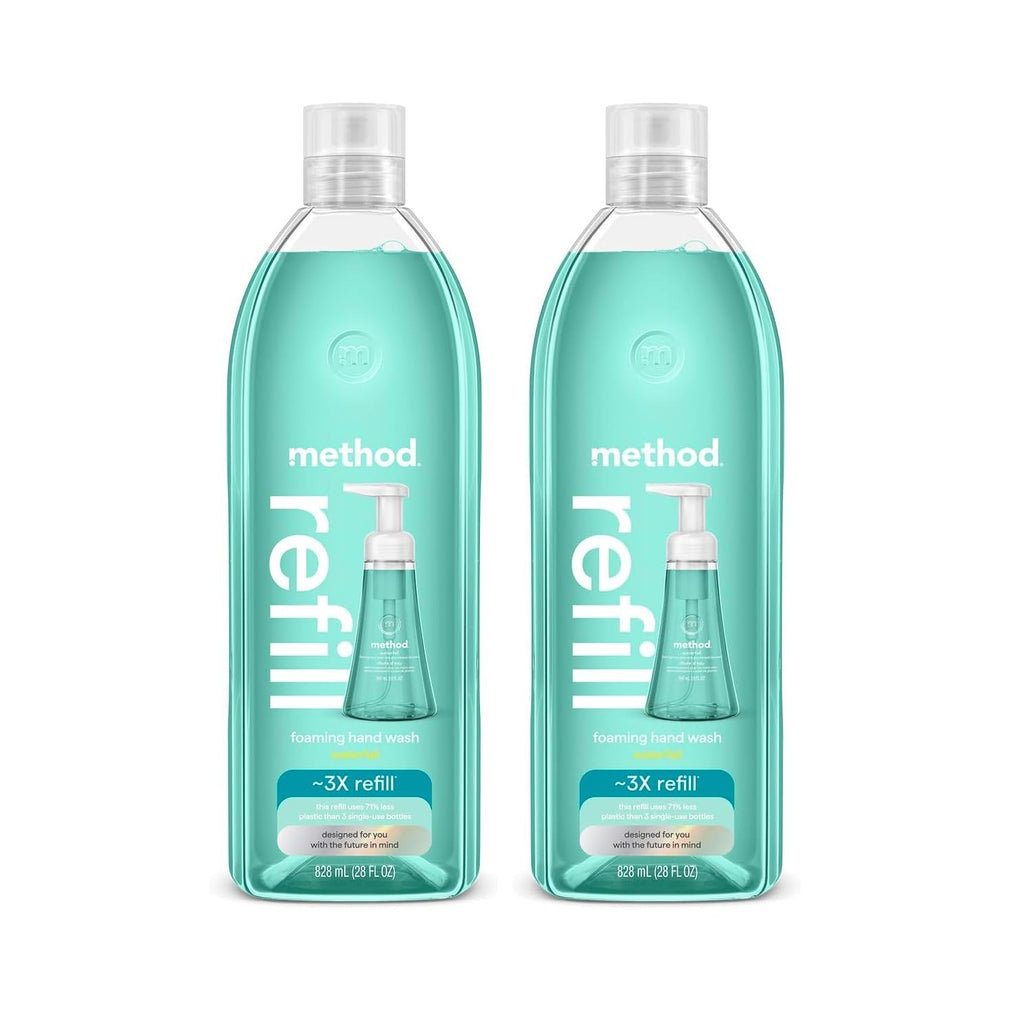 method Foaming Hand Wash Refill, Waterfall, 28 fl oz | Refills Up to 3X, Hydrates & Softens Skin, Designed for Gentle Everyday Cleansing, With Notes of Water Lily & Sandalwood