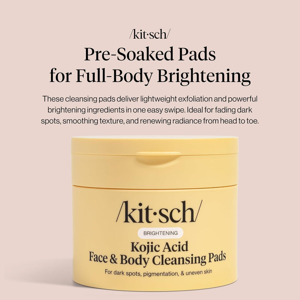 Buy now Kitsch Kojic Acid Cleansing Pads with Turmeric & Cica to Smooth, Refresh & Even Tone Skin Care â€“ Exfoliating & Brightening Pre-Soaked Cotton Pads for Face and Body â€“ 50 count at indiglob india