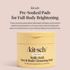 Buy now Kitsch Kojic Acid Cleansing Pads with Turmeric & Cica to Smooth, Refresh & Even Tone Skin Care â€“ Exfoliating & Brightening Pre-Soaked Cotton Pads for Face and Body â€“ 50 count at indiglob india