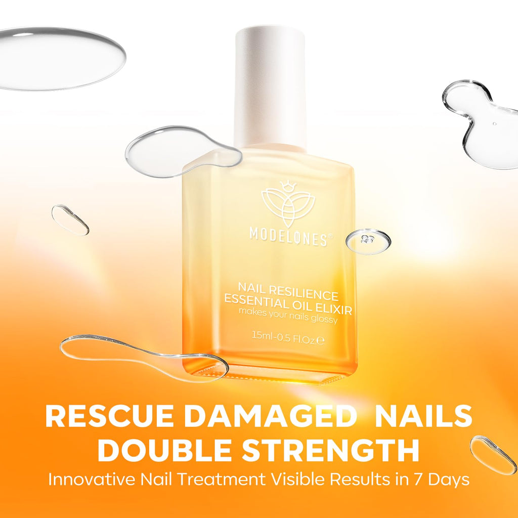 Modelones Nail Strengthener and Growth Oil, Clear Nail Repair for Damaged | Nails Hardener Extra Strong and Growth Repair Mode Gifts Strengthening Polish for Broken Nail Care Women 15ml 0.51 Fl Oz