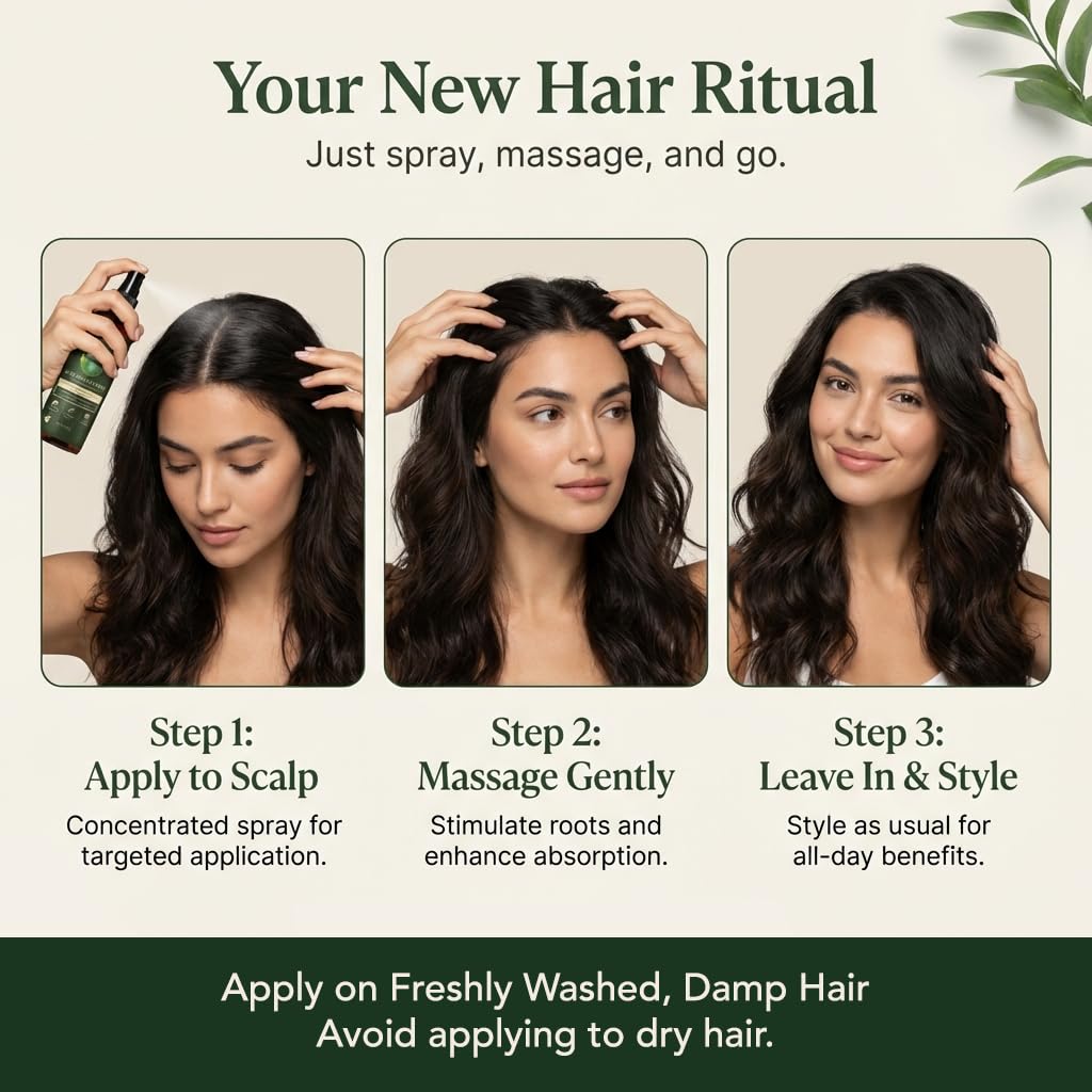 Fermented Rice Water Hair Growth Spray with Rosemary, Keratin, Biotin – Helps Thicken & Strengthen, Hydrating Leave-In Mist for Thinning Strands, Lightweight Daily Spray for Women & Men – 4oz