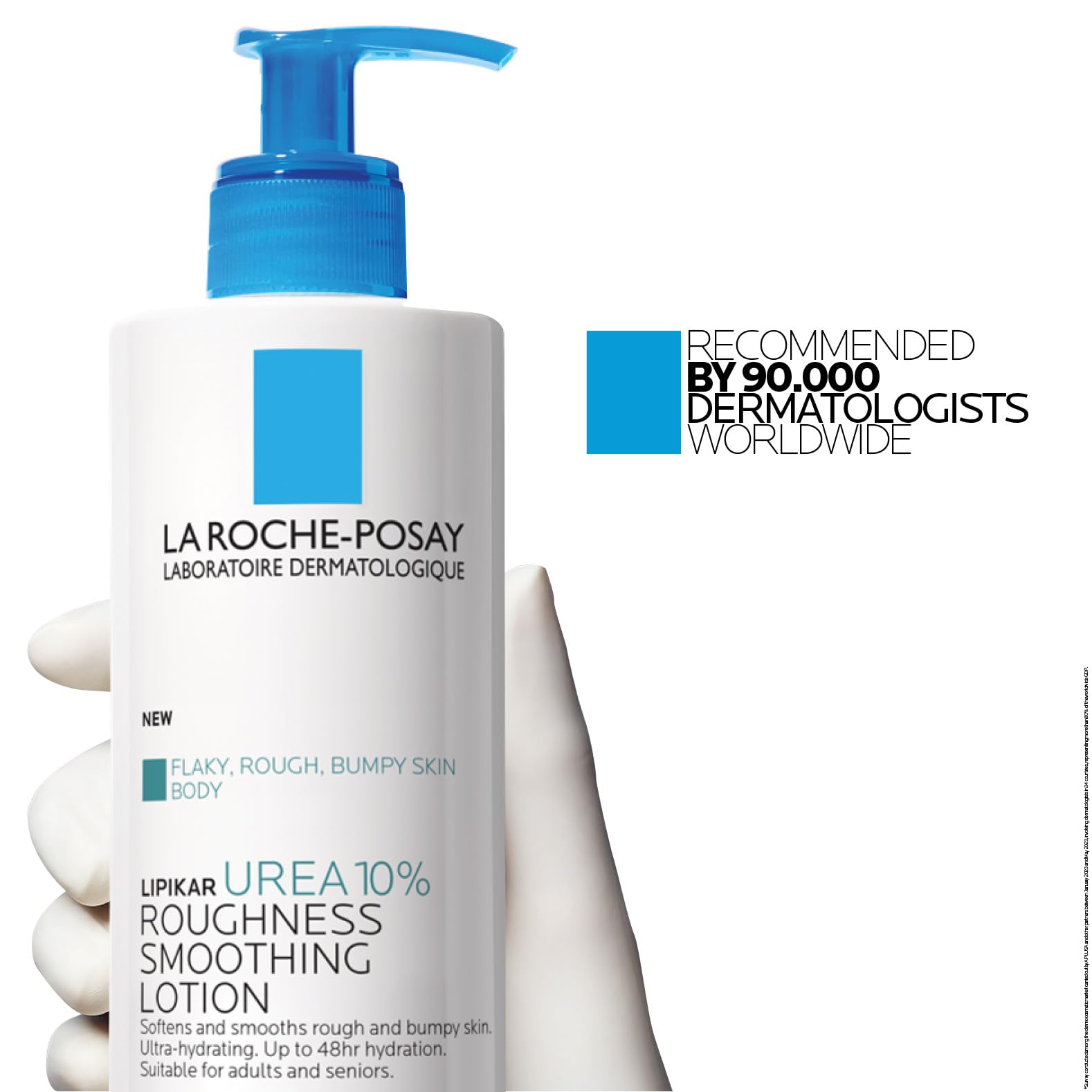La Roche-Posay Lipikar Urea 10% Body Lotion for Dry Skin, 13.52oz | Rough and bumpy skin lotion with shea butter and allantoin that softens and smooths skin with 1 application.