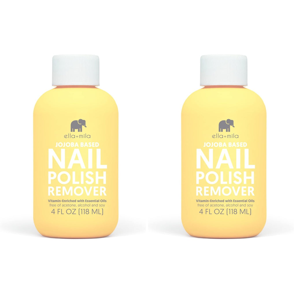 ella+mila Soy Nail Polish Remover - Non-Acetone with Lavender Oil, 4 fl oz | Soy-based non-acetone remover; lavender oil; vitamins A, C & E; gentle on bare nails; vegan; 4 fl oz