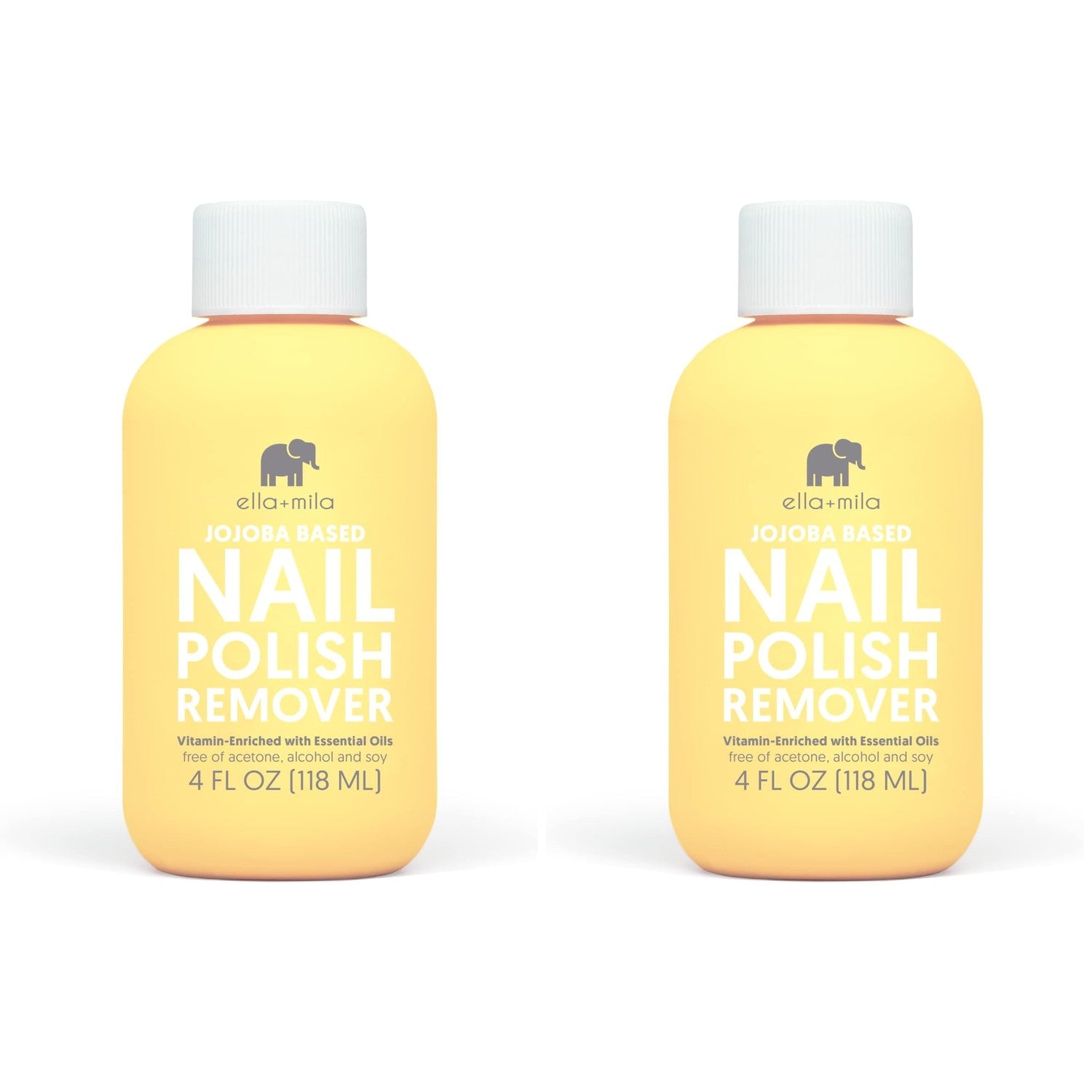 ella+mila Soy Nail Polish Remover - Non-Acetone with Lavender Oil, 4 fl oz | Soy-based non-acetone remover; lavender oil; vitamins A, C & E; gentle on bare nails; vegan; 4 fl oz
