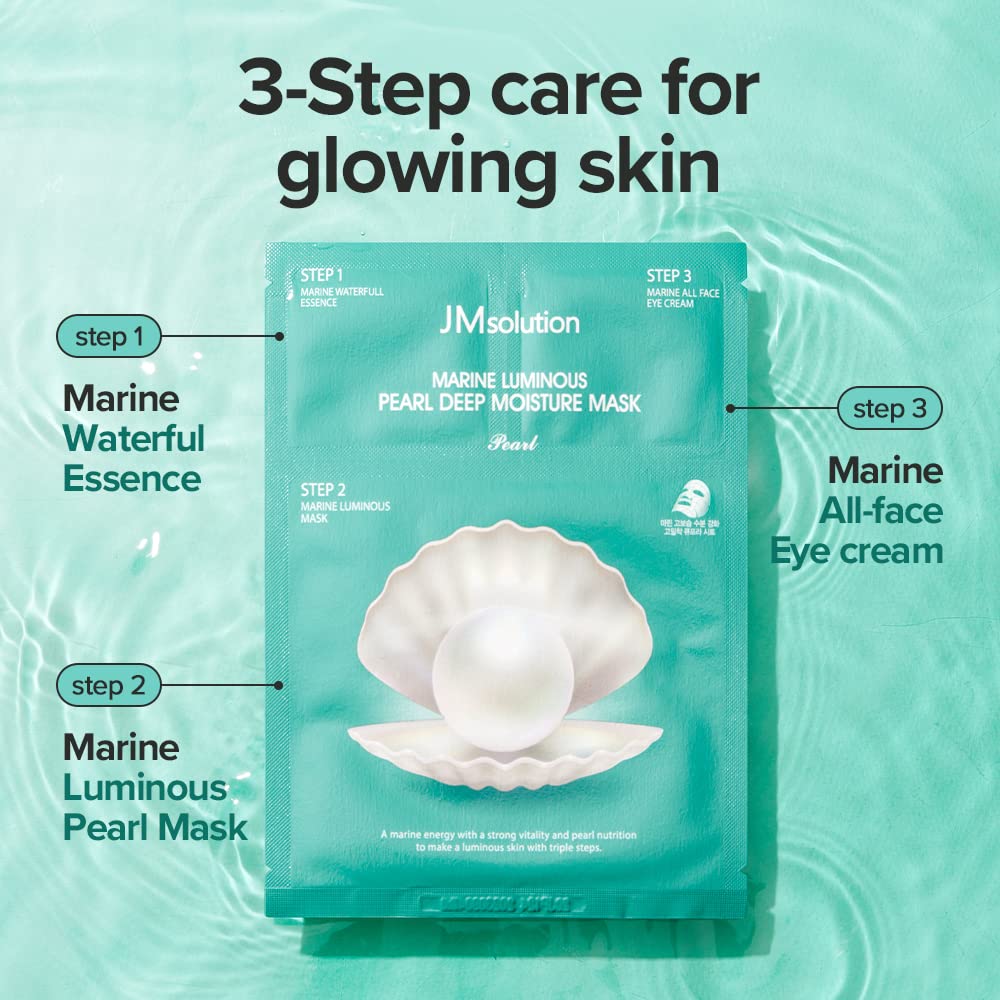 Buy now JMsolution Marine Luminous Pearl Deep Moisture 3 Step Skin Care Face Mask - Korean Skincare Facial Mask - boosting Brightening Moisturizing-10 Sheets for Dry Skin at indiglob india