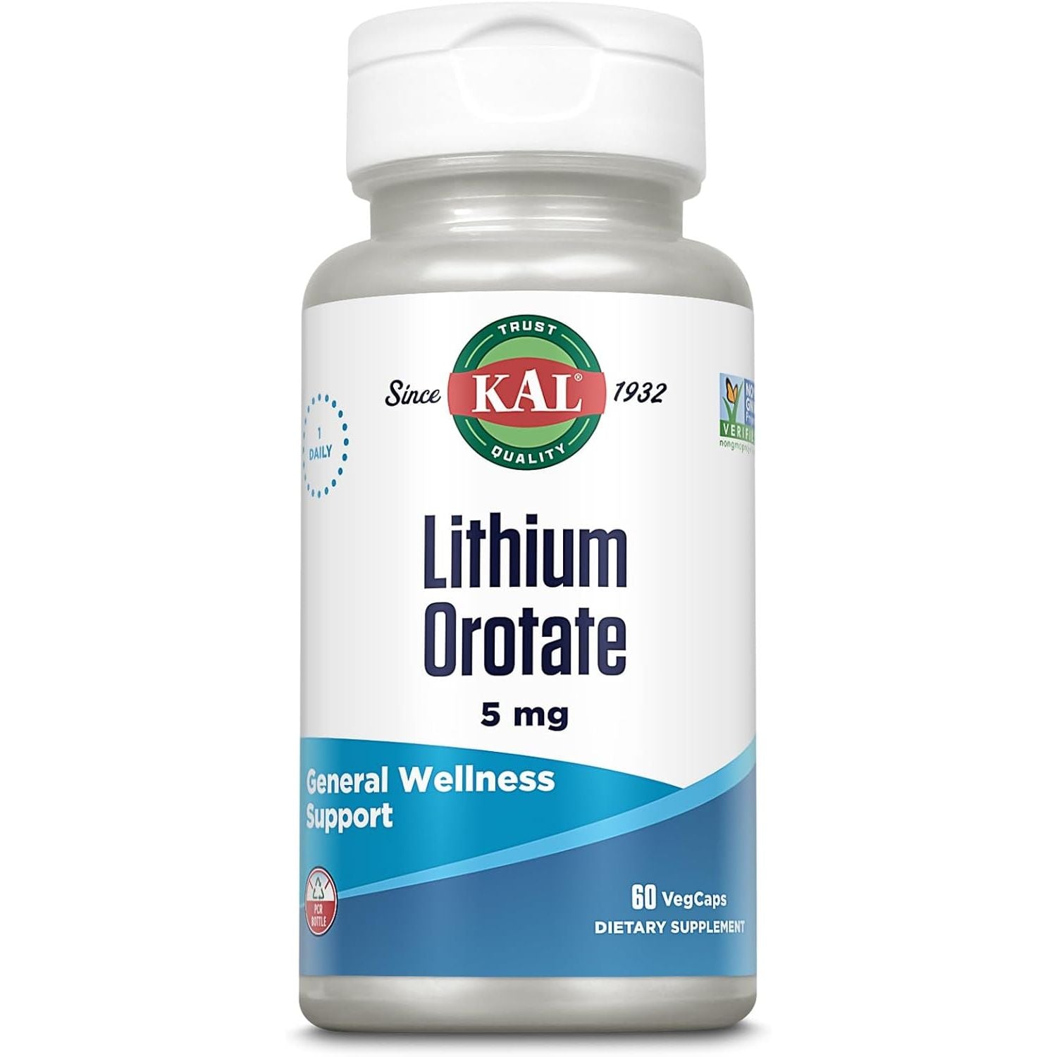 Buy now KAL Lithium Orotate 5 milligrams | Low Serving Of Chelated Lithium Orotate For Bioavailability and Mood Support | In Organic Rice Bran Extract Base | 120 VegCaps 60 Count (Pack of 1) at indiglob india
