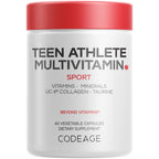 Codeage Teen Athlete Multivitamin Sports Supplement - Creatine, Methylated B Vitamins, Taurine, UC-II Collagen, Ferrochel Iron, Ashwagandha, Magnesium, Electrolytes - Non-GMO - 60 Capsules