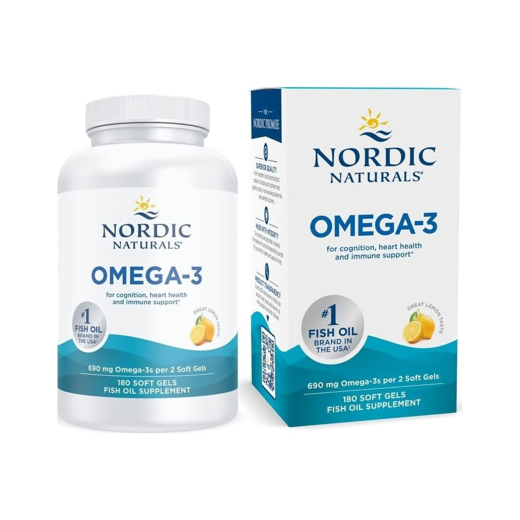 Nordic Naturals Omega-3, 690mg Fish Oil, EPA & DHA, Lemon - 90 Count | Omega-3 fish oil supports immune, brain & heart health. Optimal Wellness. Non-GMO, burpless. 45 servings.