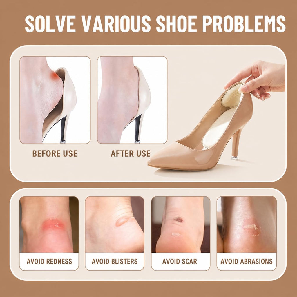 Heel Grips for Shoes Too Big, 7 Pairs Heel Pads Inserts for Women’s Shoes, T-Shape Heel Cushion Liners, Thin Heel Protectors and Ball of Foot Cushions for High Heels Flats