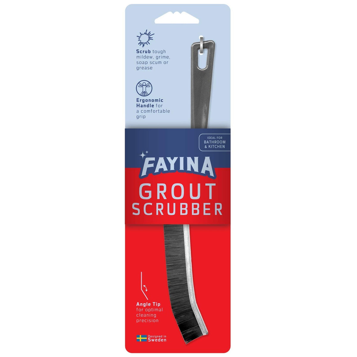 Grout Cleaner Scrub Brush Deep Tile Joints - Stiff Angled Bristles for Showers, Bathtubs, Kitchens - Multi-Surface All-Around Household Cleaning Tool
