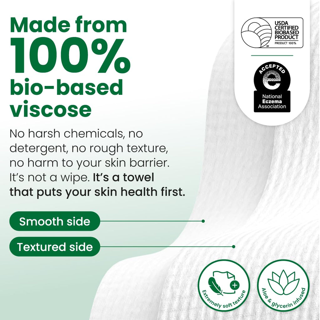 CLEAN SKIN CLUB Sensitive Skin Clean Towels® XL, Ultra-Soft Disposable Face Dry Wipes Infused with Aloe & Glycerin, XL - 1 Pack (50 count)