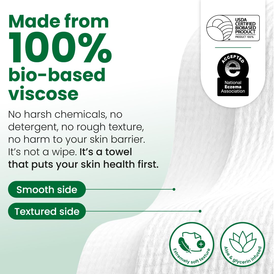 CLEAN SKIN CLUB Sensitive Skin Clean Towels® XL, Ultra-Soft Disposable Face Dry Wipes Infused with Aloe & Glycerin, XL - 1 Pack (50 count)