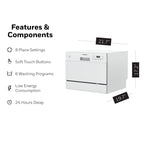 Buy now Honeywell Countertop Dishwasher with 6 Place settings, 6 Washing Programs, Stainless Steel Tub, UL/Energy Star- Stainless Steel at indiglob india