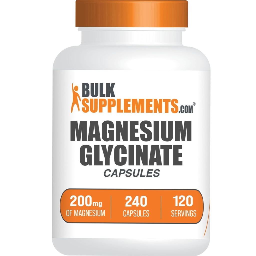 BulkSupplements.com Magnesium Glycinate Capsules - Magnesium Supplement, Magnesium Glycinate 200mg - Gluten Free, 2 Capsules per Serving, 240 Count (Pack of 1)
