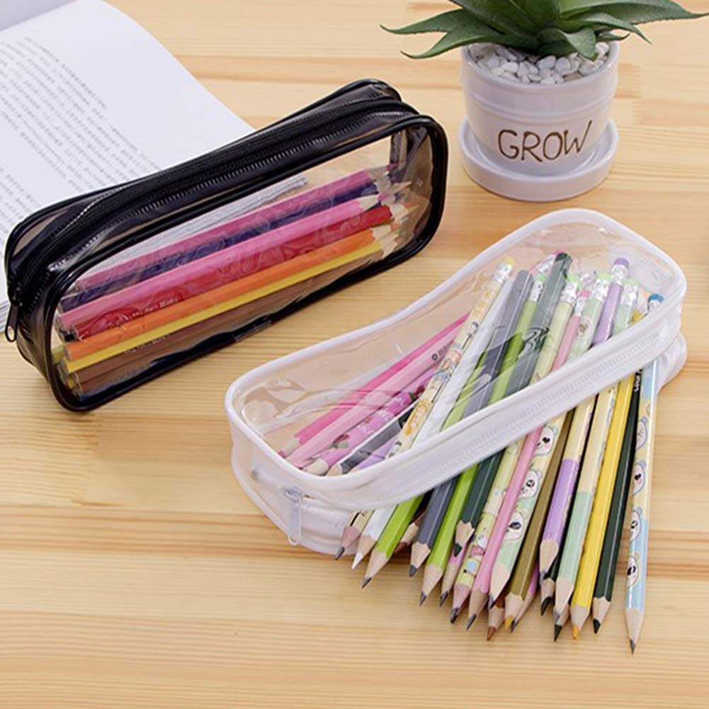 BlingKingdom 2PCS Clear Cases with Zipper, Makeup Brush Bag for Traveling