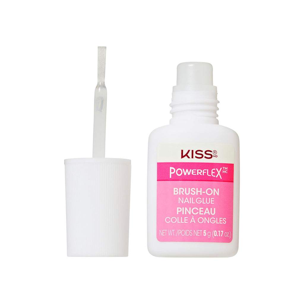 Kiss PowerFlex Nail Glue for Press Ons, Brush-On Applicator for Kits, Tips & Wraps, 0.17 oz, Ultra Hold, Fast Drying Adhesive, Instantly Repairs Cracks, Splits & Breaks, Seamless, Gap-Free Bond