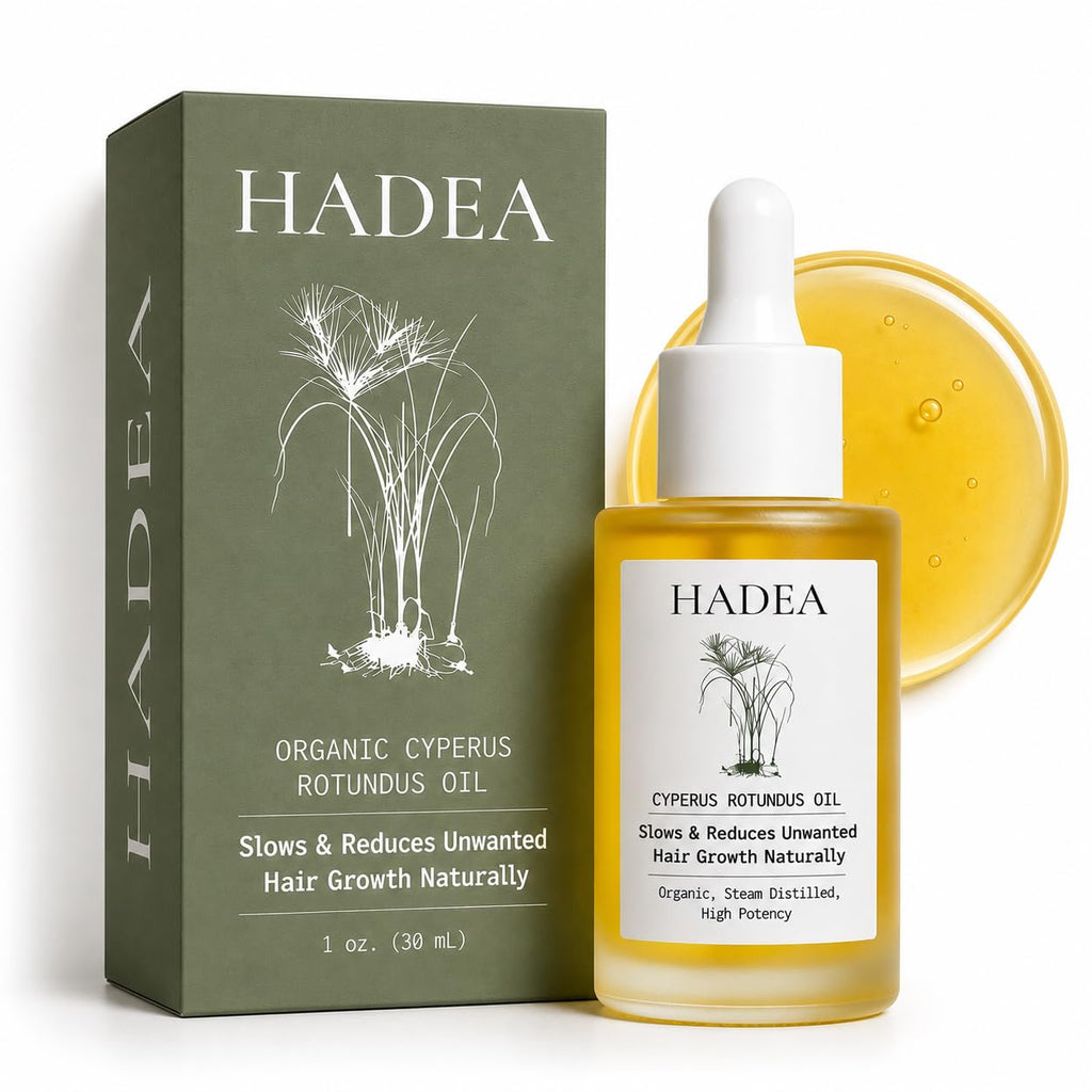 HADEA Cyperus Rotundus Oil to Reduce Hair Growth 100% Organic High-Potency Steam Distilled Cyprus Nutgrass Cypress Inhibitor | Cypress Rotundus Oil For Pcos, Hirsutism, Any Unwanted Hair 30ml
