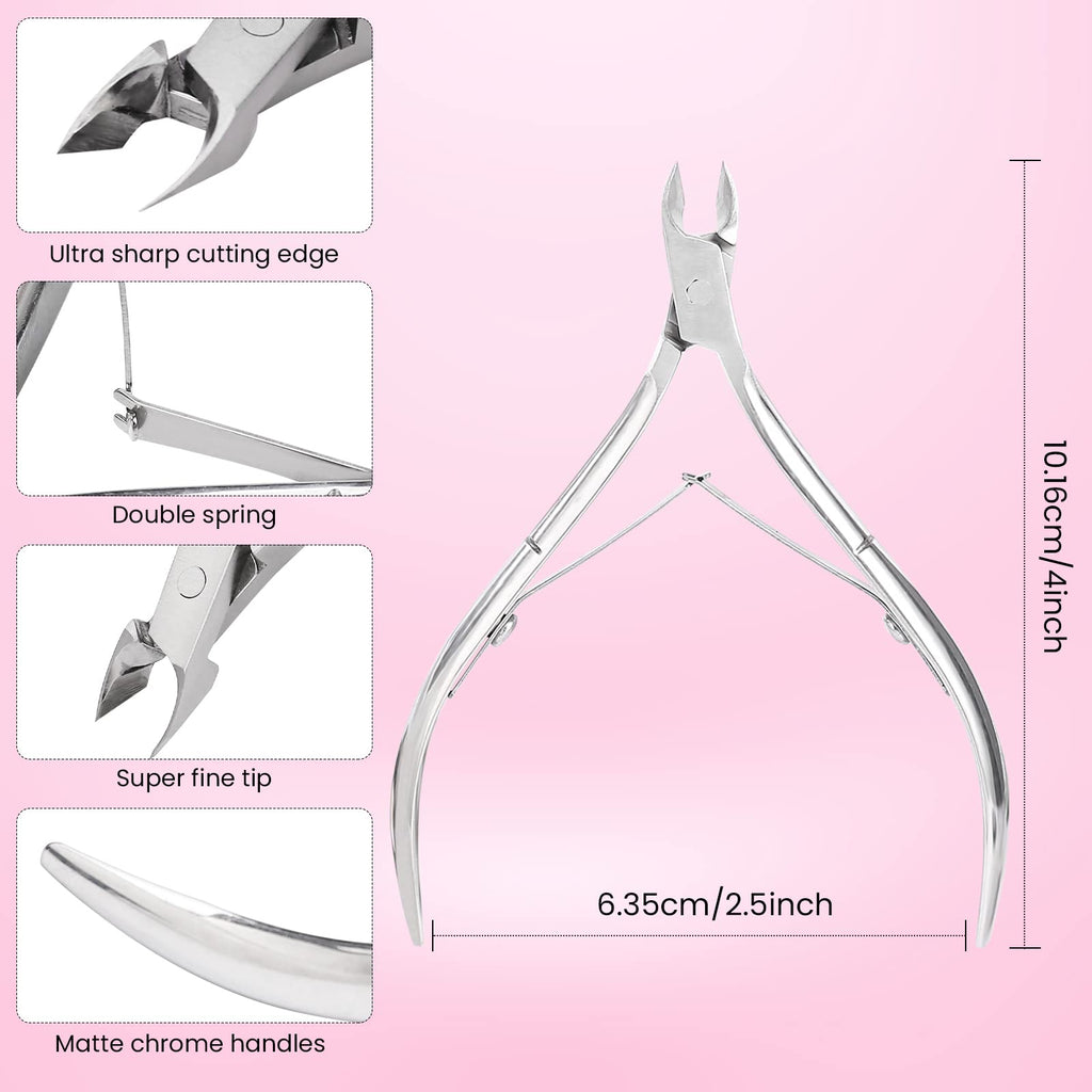 Cuticle Trimmer Cuticle Nippers,Professional Stainless Steel Cuticle Cutter Cuticle Clippers Cuticle Remover,Pedicure Manicure Tools for Fingernails and Toenails(Silver)