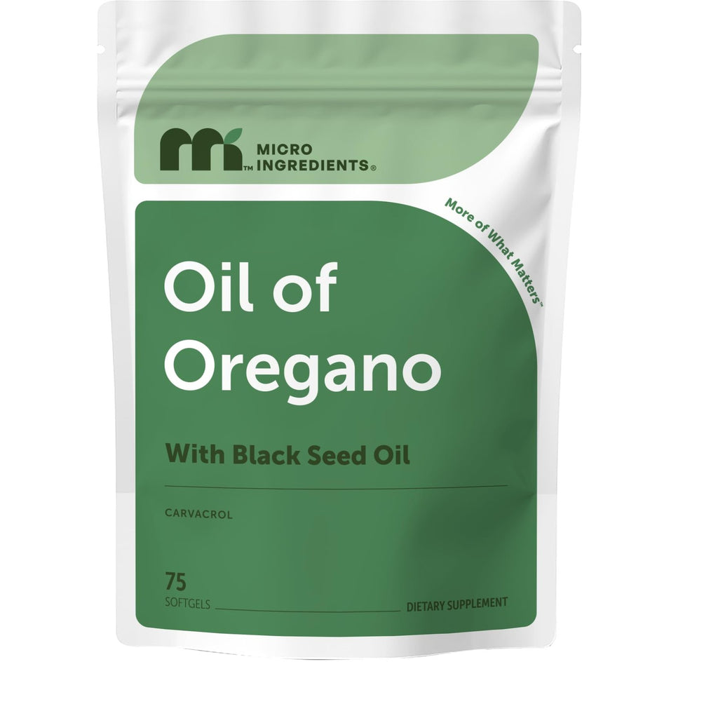 Micro Ingredients Oil of Oregano with Black Seed Oil, 300 Softgels | Naturally Occurring Carvacrol & Thymoquinone. 2-in-1 Oregano Oil Supplement. Non-GMO, Gluten Free, 3rd Party Tested.