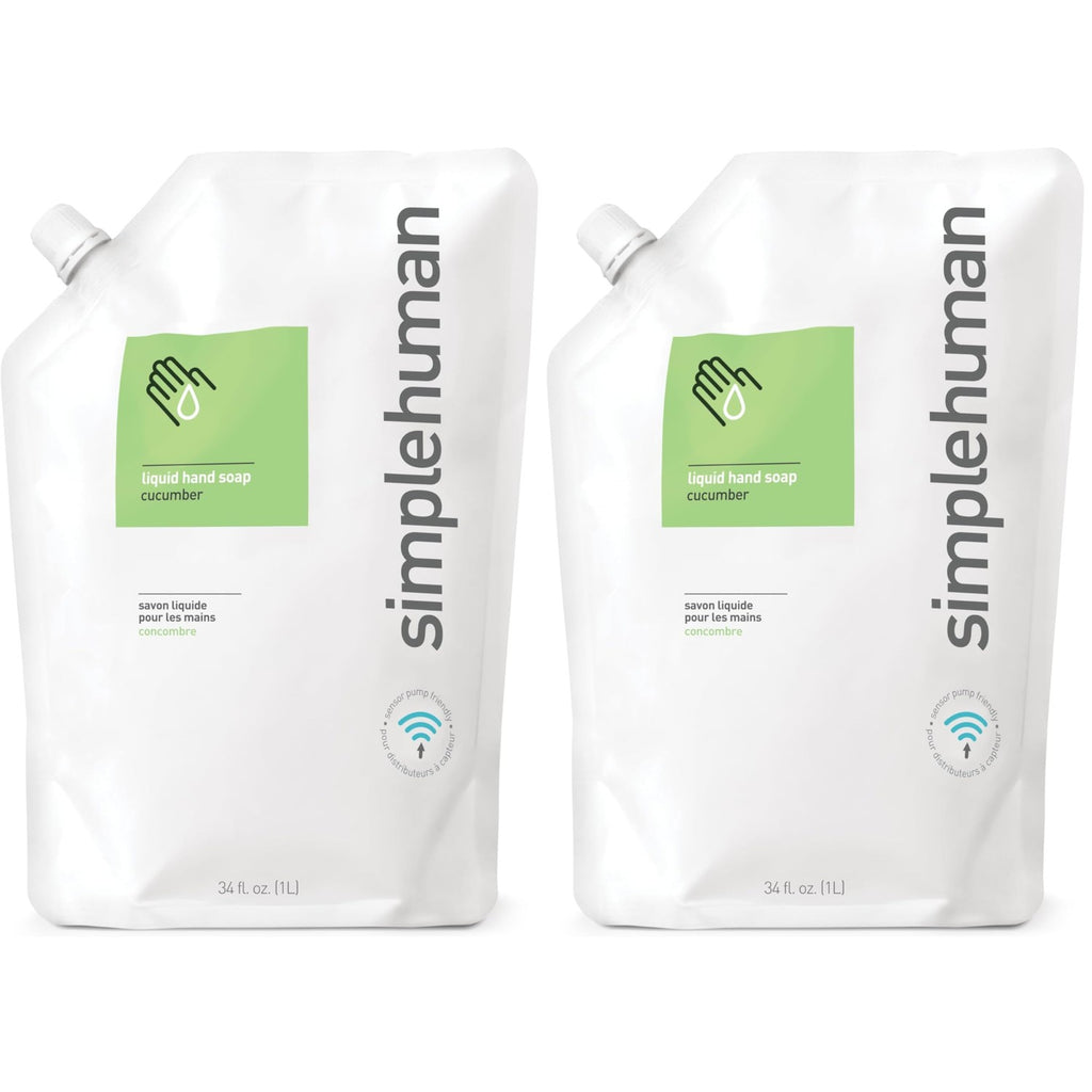Buy now simplehuman Fragrance Free Moisturizing Liquid Hand Soap Refill Pouch, 34 Fl. Oz, Pack of 6 at indiglob india