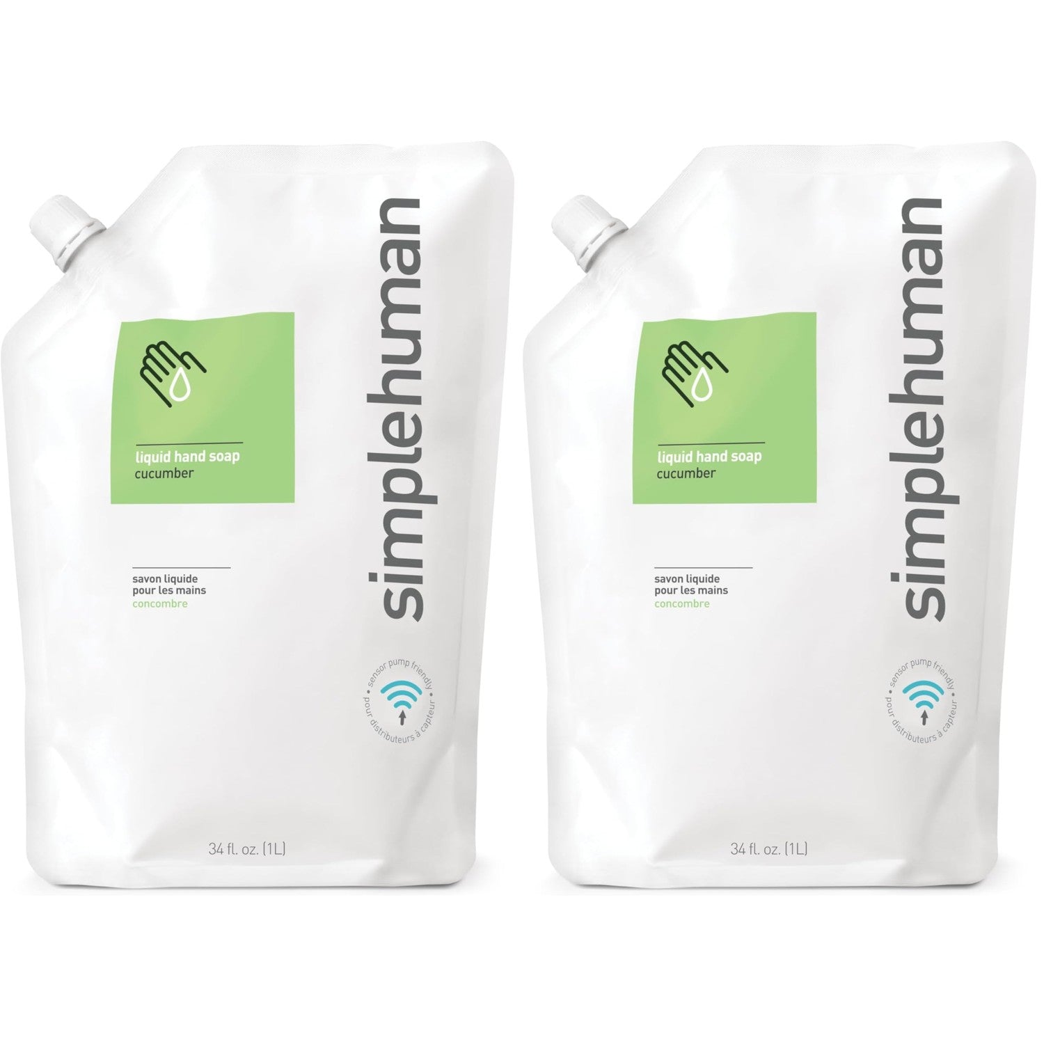 Buy now simplehuman Fragrance Free Moisturizing Liquid Hand Soap Refill Pouch, 34 Fl. Oz, Pack of 6 at indiglob india