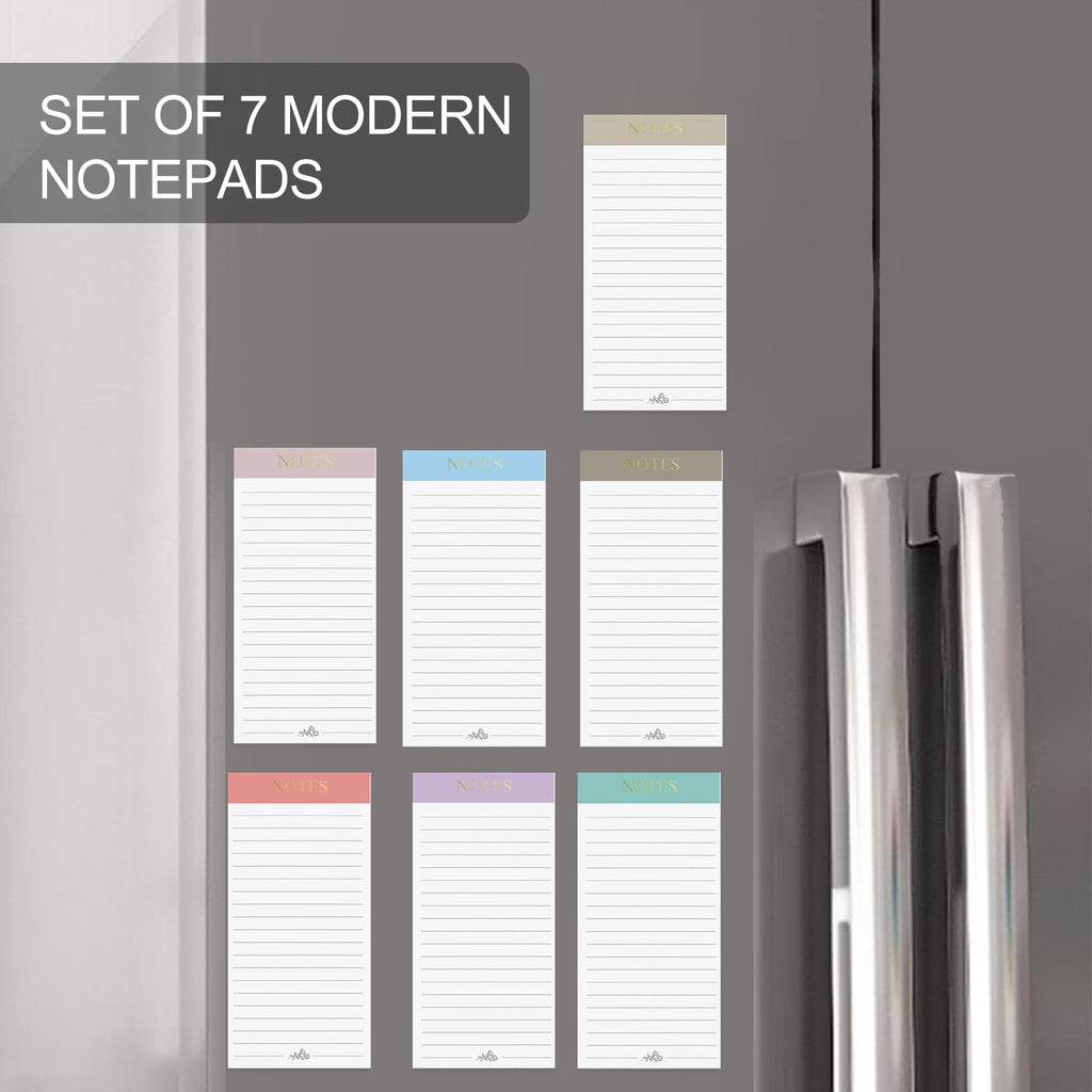 Utron 7 Pack Magnetic Notepads for Refrigerator, Morandi Color Magnetic Grocery List Pad for Fridge, Full Magnet Back Shopping Lists, 30 Sheets Per Note Pads