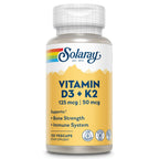 SOLARAY Vitamin D3 K2 Capsules, 60 VegCaps | Bone & Immune Support, 5000 IU Vitamin D3, 50 mcg MK7 Vitamin K2, 60 Servings, Made Without Soy, Lab Verified