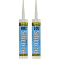 2-Pack Boss 802 Clear Pro Grade Silicone Sealant for Pool, spa, Household - 2 x 280ML. Tubes