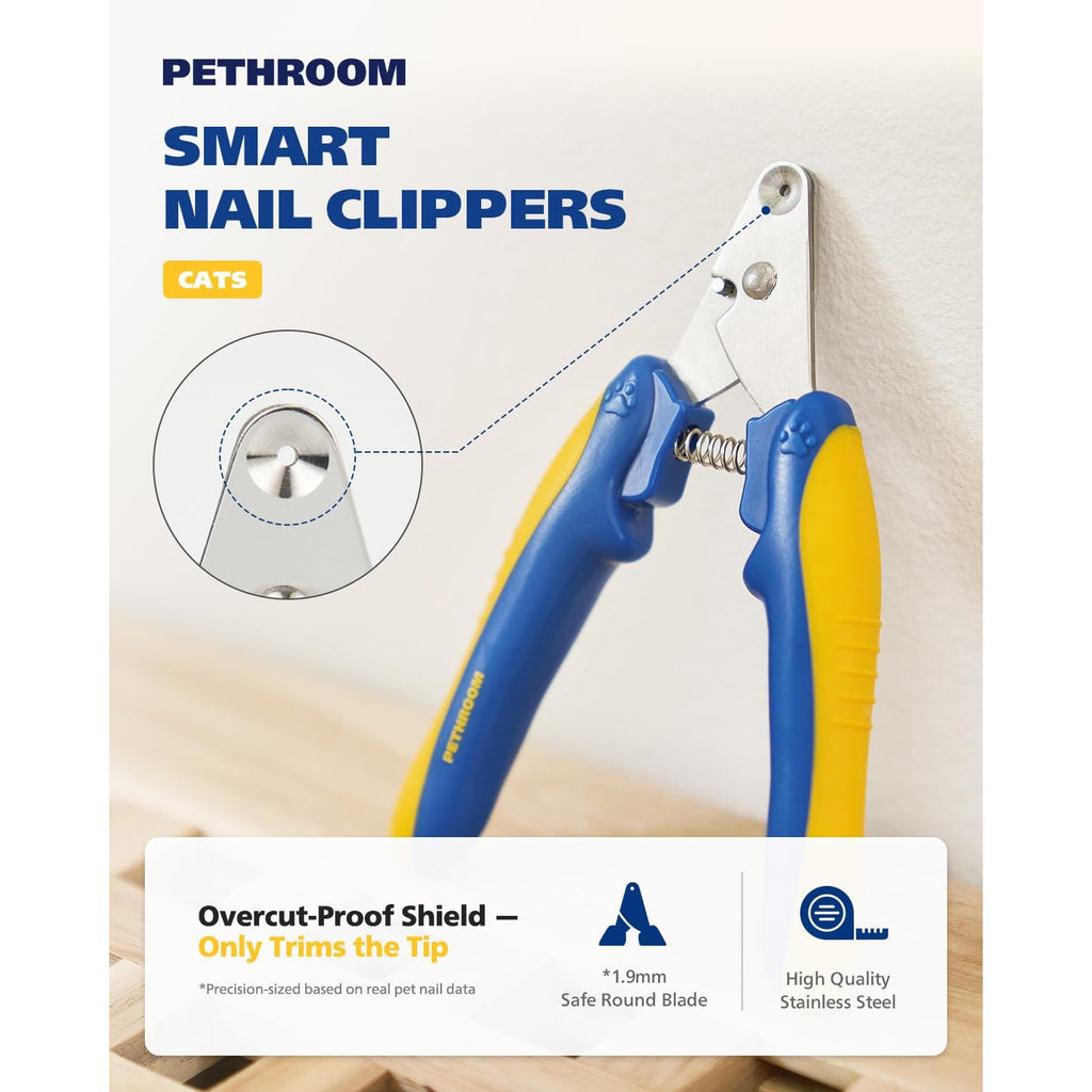 PETHROOM Cat Nail Clipper Trimmer for Indoor Cats, 2mm Circular Cut Hole