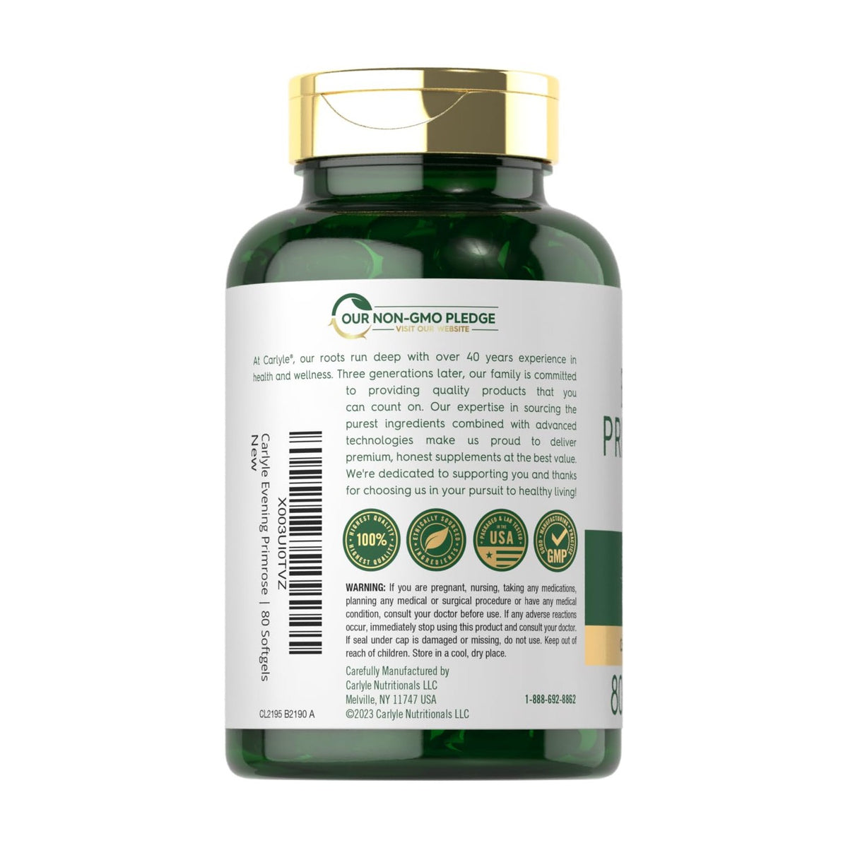 Carlyle Evening Primrose Oil Supplement 1000mg | 80 Softgel Capsules