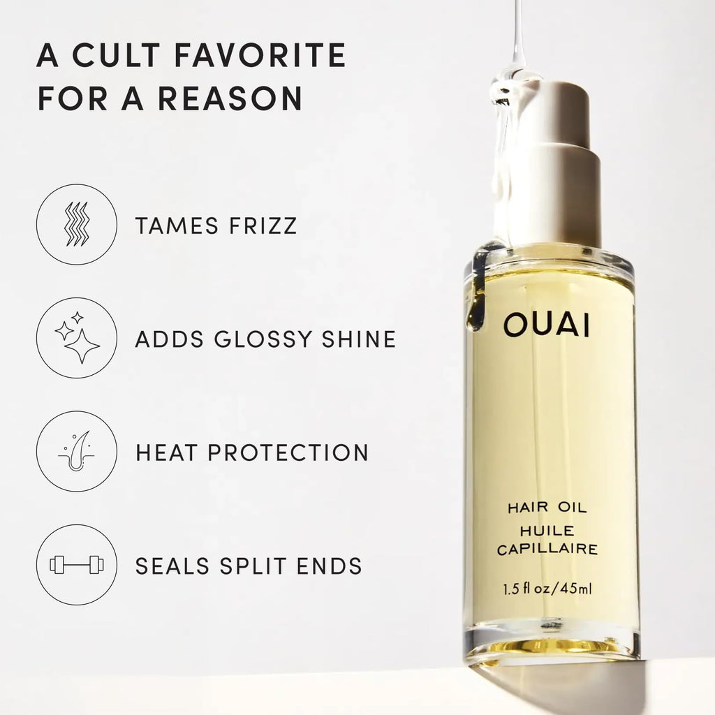 OUAI Hair Oil Travel Size - Helps Reduce Frizz (0.45 Fl Oz) | Add Shine and Smooth Split Ends - Color Safe Formula - Paraben, Phthalate and Sulfate Free