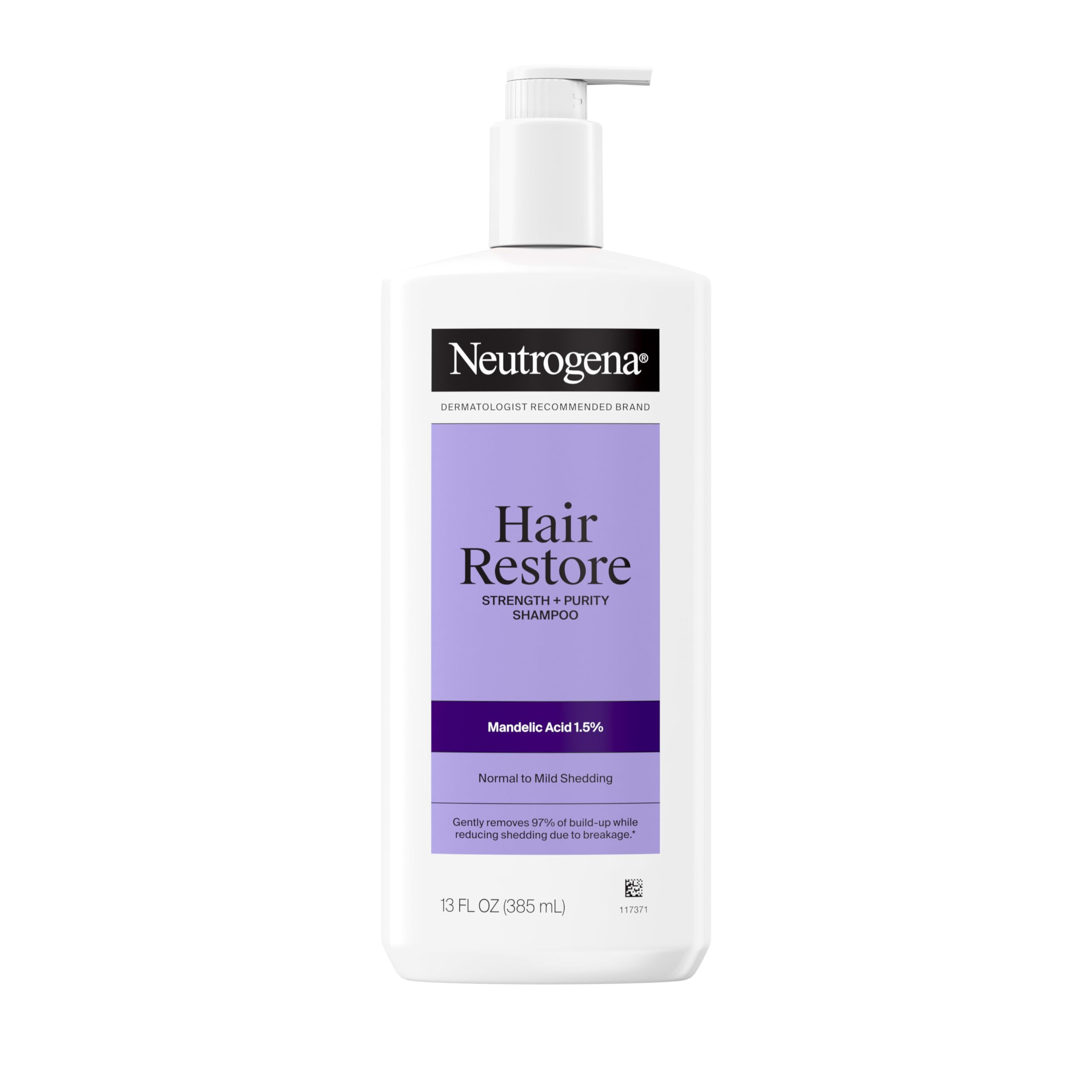 Buy now Neutrogena Hair Restore Strength + Purity Shampoo, Exfoliating Hair Wash with 1.5% Mandelic Acid Gently Removes 97% of Buildup & Reduces Shedding due to Breakage, Paraben-Free, 13 fl oz at indiglob india