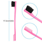 6Pack Double Sided Edge Control Hair Brush，Pink Purple Black | Professional Edge Control Hair Brush Comb Set, Dual-Sided Bristle Design