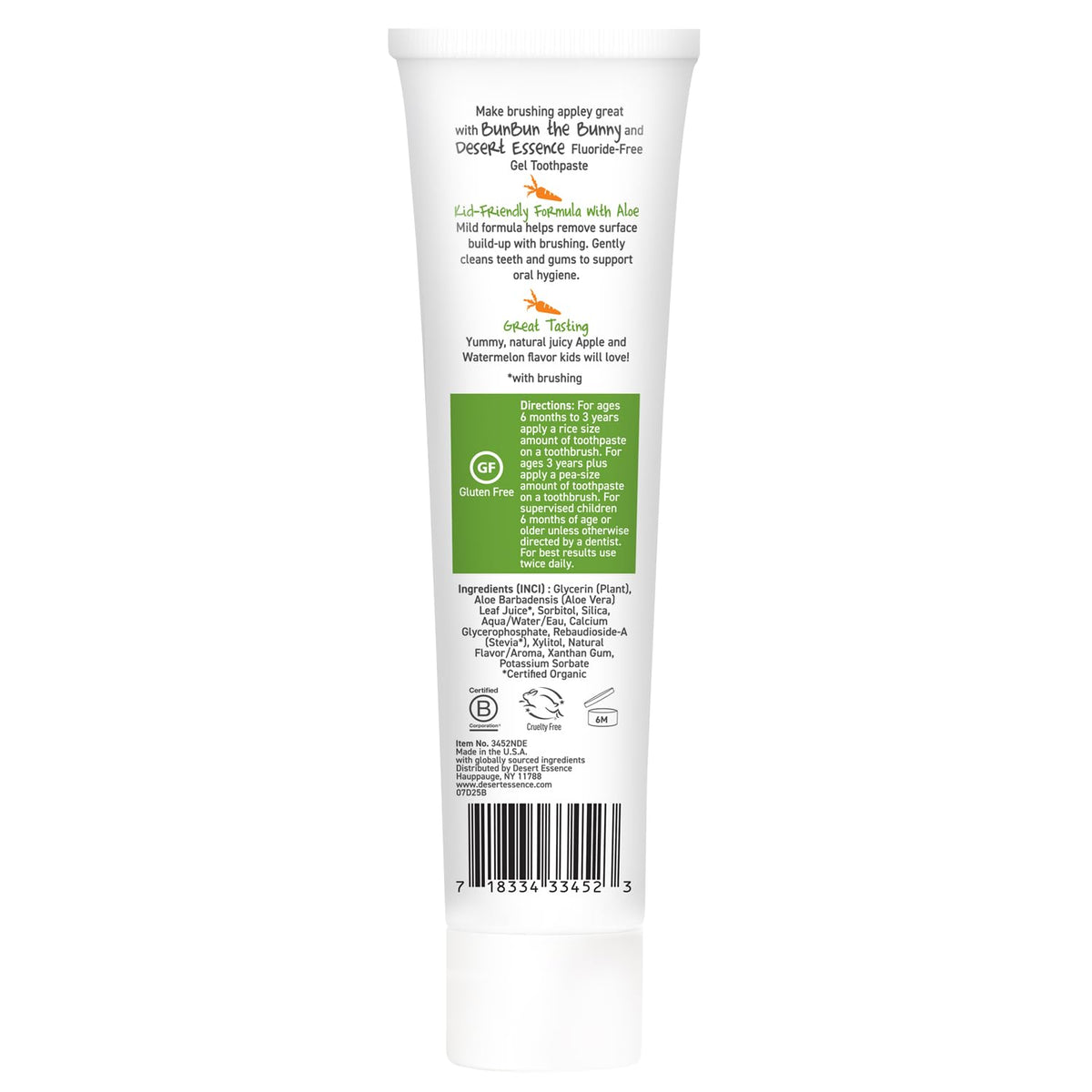 Desert Essence Kids Toothpaste Gel, Green Apple Watermelon, 4.7 oz