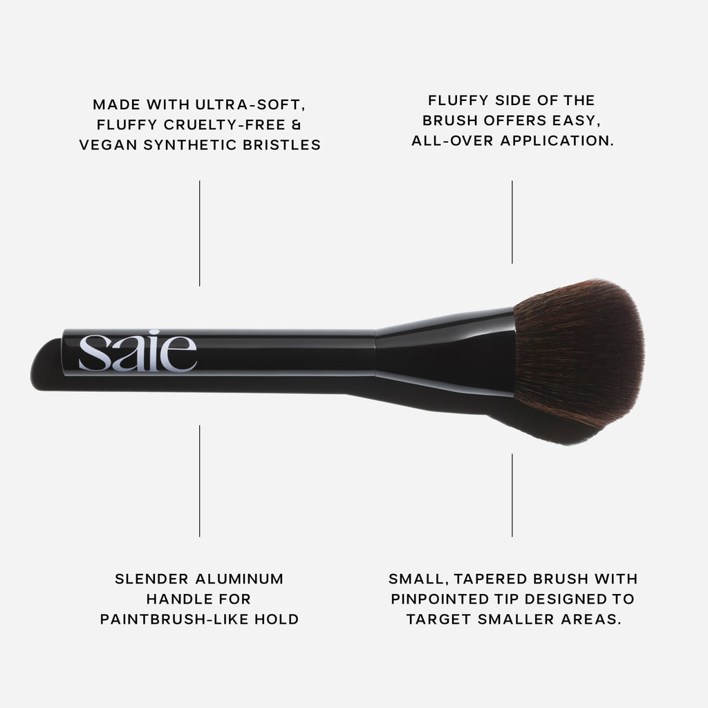 Buy now Saie Powder Blush Brush - Fluffy Makeup Brush for Cheeks - Ultra-Soft Tapered Bristles for a Precise, Diffused Application - For Pressed or Loose Powder Face Makeup, Bronzer + Blush - Vegan (1 Count) at indiglob india