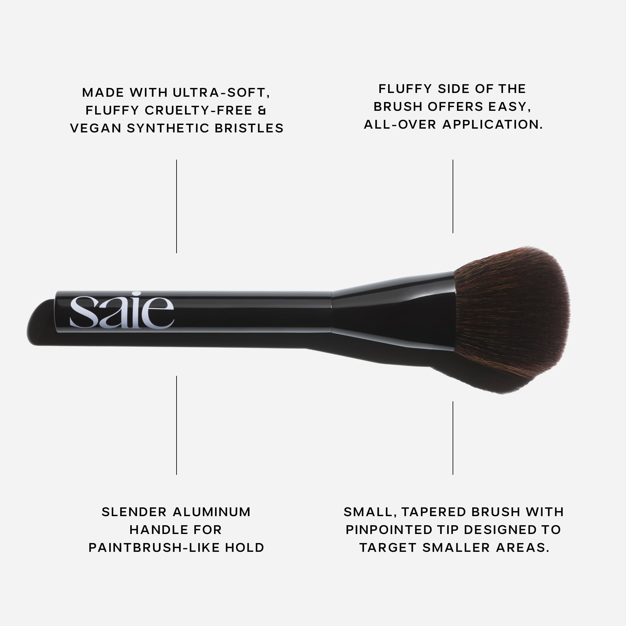 Buy now Saie Powder Blush Brush - Fluffy Makeup Brush for Cheeks - Ultra-Soft Tapered Bristles for a Precise, Diffused Application - For Pressed or Loose Powder Face Makeup, Bronzer + Blush - Vegan (1 Count) at indiglob india
