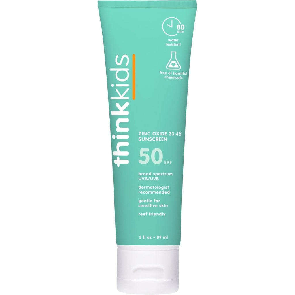 Thinkkids Kids Sunscreen SPF 50+, Mineral Formula, Water Resistant, 6 Fl Oz