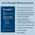 Auraglow Teeth Whitening Strips, Extra Strength Whitening Strips, 14 Whitening Treatments, 11% Hydrogen Peroxide with Nano Hydroxyapatite to Reduce Sensitivity & Protect Enamel, 28 Strips, Mint